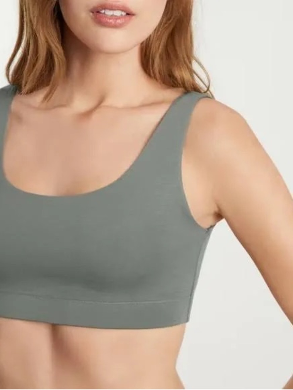 Everlane Scoop cotton tank Bralette in green